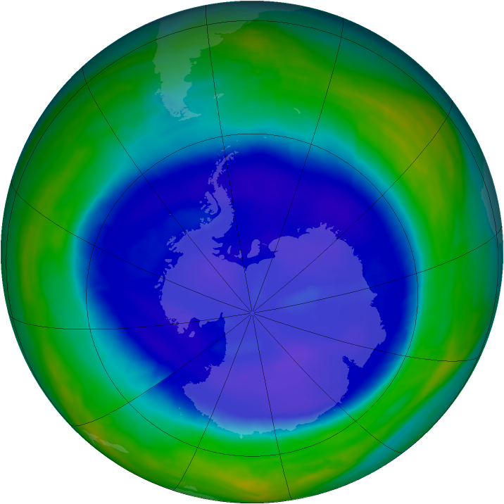 Antarctic ozone map for 13 September 2008